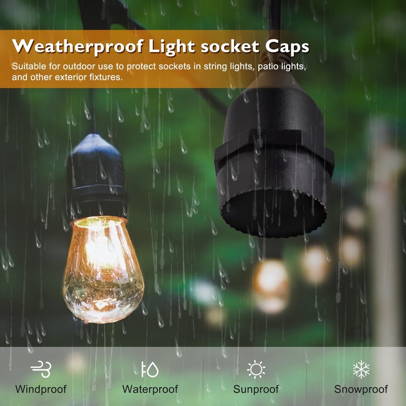 Light Socket Caps, Bulb Socket Safety Covers for String Lights,