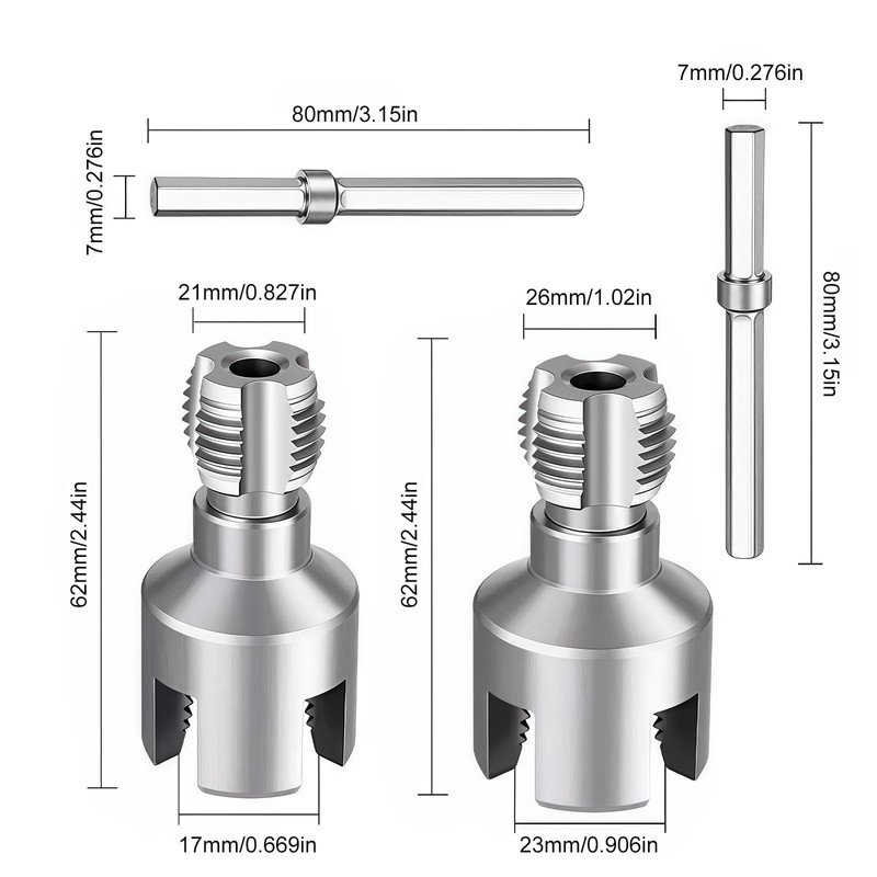 Pipe Tap Set, 1/2 and 3/4 Inch Tap Pipe Tap