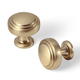 Goo-Ki 6 Pack Champagne Bronze Cabinet Knobs Zinc Alloy Drawer Knob, Modern Single Screw/Hole Dresser Pulls Kitchen Cabinet Hardware