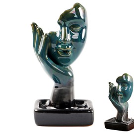 Waterfall Backflow Incense Burner, Statue Backflow Incense Sticks, Ceramic Incense Holder, Backflow Incense Holder for Meditation, Home, Zen, Yoga Room and Living Room Decor (Blue)