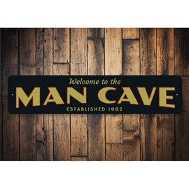 Welcome Man Cave Sign, Established Date Sign, Custom Est Date Man Cave Decor, Man Room Aluminum Sign - 4 x 18