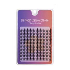 Lash Clusters DIY Cluster Eyelash Extensions Kit 100pcs Individual Lashes, No Glue Needed, Lightweight & Comfortable, Reusable False Lashes with Thin Band for Easy Self-Application at Home (PF01-02)
