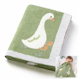 SmoothNovelty Silly Goose Baby Blanket Cute 100% Knitted Cotton Swaddle Cover Receiving Nursery Baby Shower Goose Gift for Newborn Swaddle Infant Crib(Green)