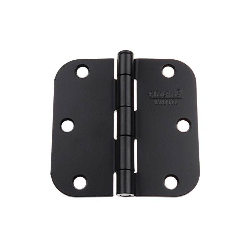 GlideRite Hardware 3-1/2" Steel Door Hinges, 5/8" Corner Radius, Matte