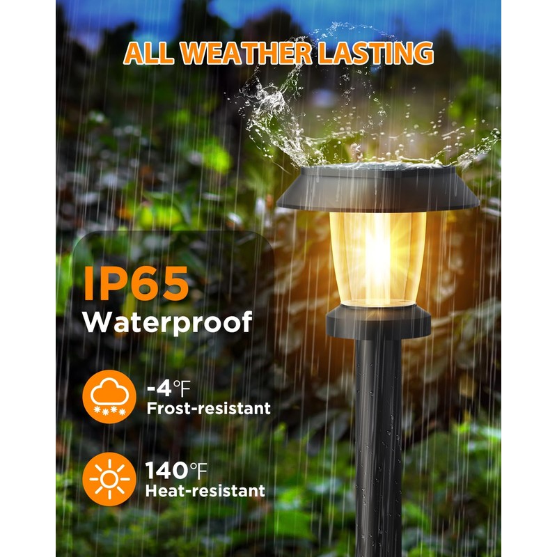 Pywut Solar Pathway Lights Outdoor - 8 Pack Solar Powered