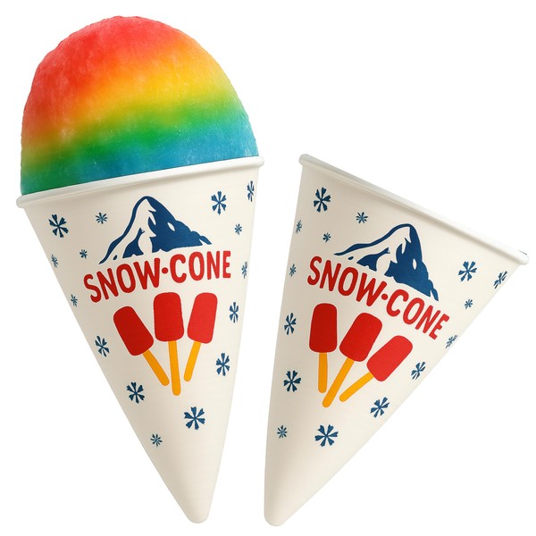 Concession Essentials Paper Snow Cone Cups, 6 oz, Wax Coated,