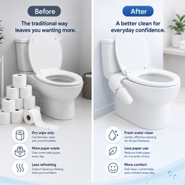 Ultra-Slim Bidet Attachment for Toilet Seats – Non-Electric Dual Nozzle Sprayer with Adjustable Water Pressure  7-8 North America