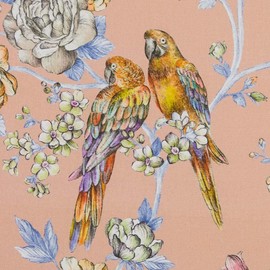 Kt KILOtela - Digital Printed Canvas Fabric by The Metre – Half Panama 100% Organic Cotton, Oeko-Tex Standard 100 – Width 280 cm – Choice of Length 50 to 50 cm | Love Air Poros – Pink, Multicoloured