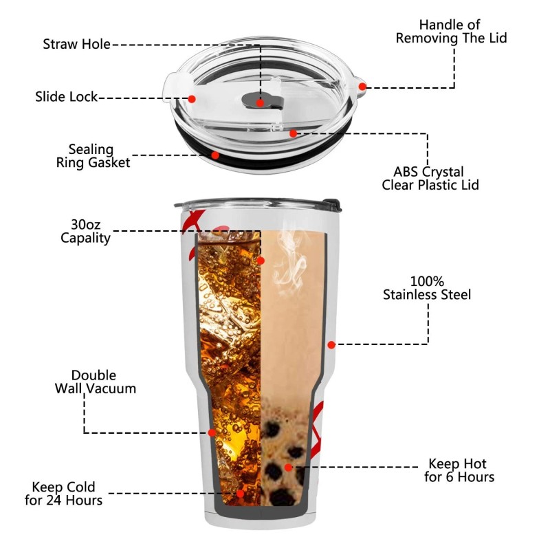 Joyclub 30oz Baseball Tumbler Stainless Steel Double Wall Vacuum Insulated