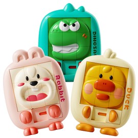 Fullware 3D Sliding Puzzle Children's Travel Games from 3 4 5 6 Years Aeroplane Car Ride Activity Fidget Toys Set Puzzle Games Patience Games Educational Toy Birthday Gifts for Girls Boys (Pack of 3)