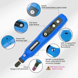 CHOKMAX Mini Cordless Rotary Tool, 3.7V Electric Grinder with 5 Variable Speed, Front LED Work Light, 42pcs Accessories Multi-Tool for Polishing, Cleaning and Engraving
