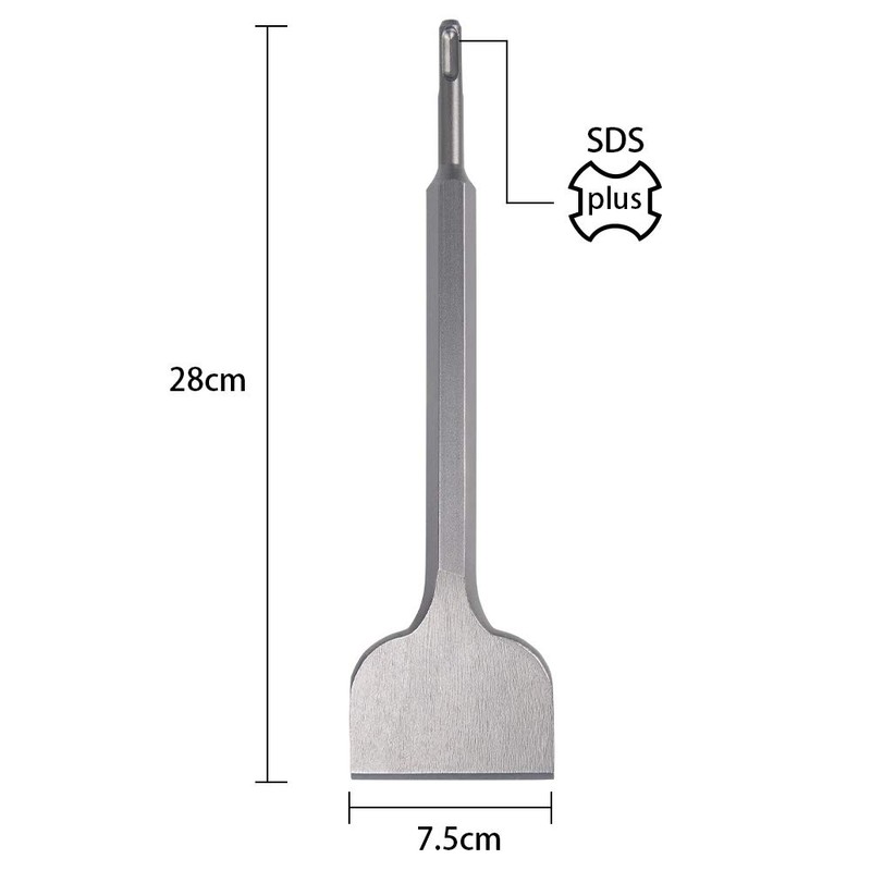 flintronic Chisel for SDS Plus Bits, Wide Flat Chisel 75