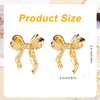 Gold Silver Bow Earrings, Classic Ribbon Bow Stud Earrings, Cute