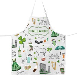 MYSOMY Irish Cooking Apron Irish Grill Apron Ireland Kitchen Apron Ireland Themed Gifts Irish Aprons For Women Men (Ireland ap)