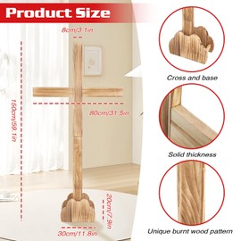 Kuabiz Extra Large Wood Cross 59 Inch Easter Wood Standing Cross Decoration Jesus Christ Catholic Crafted Supplies He Is Risen Outdoor Decor for Home Wedding Communion Churchr (Lighting Not Included)