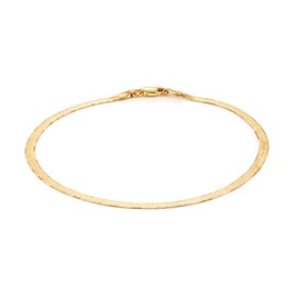 PORI JEWELERS 18K Gold Over 925 Sterling Silver Italian 3MM Magic Herringbone Dainty Chain Bracelet For Women - Available in size 7 7.5 or 8 inches (7.5)