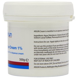 Arjun 1% Menthol Aqueous Cream 500g, white