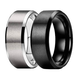 Clepsidra® Set 2 Anillos hombre clasicos de Acero Inoxidable. Anillos de mujer resistentes y elegantes. Regalos y Accesorios para toda ocasion. Anillos para uso diario. Joyeria de moda. Jewerly. Gift