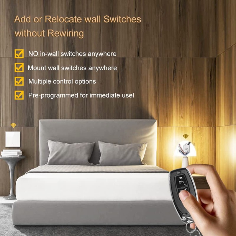 QIACHIP Wireless Light Switch with Transmitter and Receiver Kit, Wireless