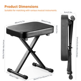 GuangTao King Bench,Adjustable Piano Keyboard Bench, X-Style Stool Chair Seat for Electronic Keyboards & Digital Pianos,3 Inch Thick Padded Portable Foldable Stool