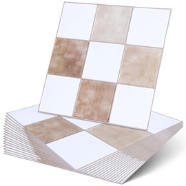Nuanchu 20 Pcs Peel and Stick Backsplash 7.75" x 7.75" 3D Adhesive Peel and Stick Wall Tiles Waterproof Checkered Backsplash for Kitchen Bathroom Fireplace