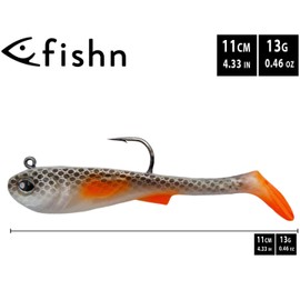 FISHN® GRUMPYbaby Rubberfish Set - Weight: 13g, Length: 11cm - Extreme swimming action, fishing lures for pike fishing, Softbait (3 pieces) (GRUMPYbaby Real Ghost)