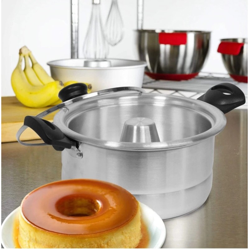 Bene Casa Aluminun Flan Mold Double Boile with Glass Lid