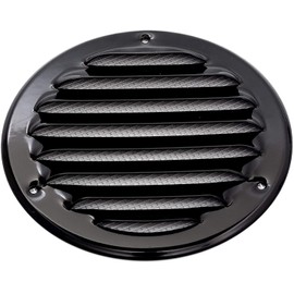 Vent Systems 6" Soffit Vent Cover - Pack of 5 - Black - Round Air Vent Louver - Grill Cover - Built-in Insect Screen - HVAC Vents for Bathroom, Home Office, Kitchen
