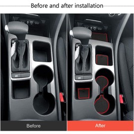 auovo Anti-dust Mats for kia Optima k5 Accessories 2016-2020 Car Cup Holder Inserts,Center Console Liner,Door Pocket Liner Mat Pad Rubber Premium Custom(16pcs/Set) (Red)