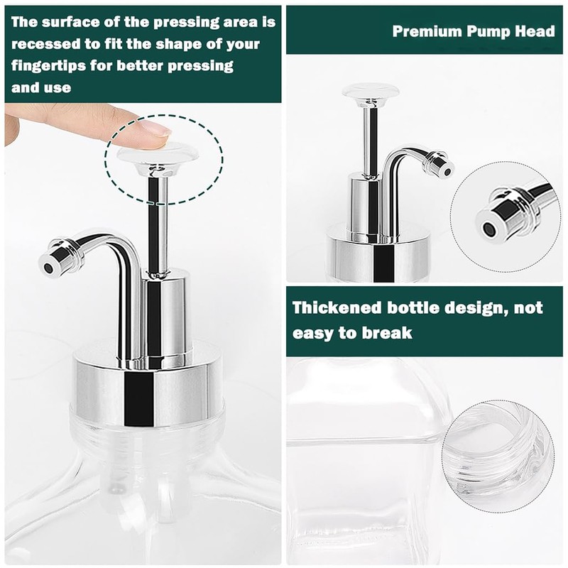 BathAce Coffee Syrup Dispenser for Coffee Bar, Clear Glass Syrup