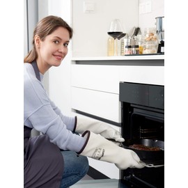 LANON 15" Liquid Silicone Heat Resistant Oven Gloves, Food Grade, CoralAir Liner, Waterproof, Extra Long, XL