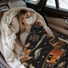 Orange Butterfly Moon Flower Throw Blanket, 320gsm Boho Mushroom Blanket