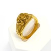 Womens Retro titanium steel Flower Rose Cocktail Party Ring (Golden,