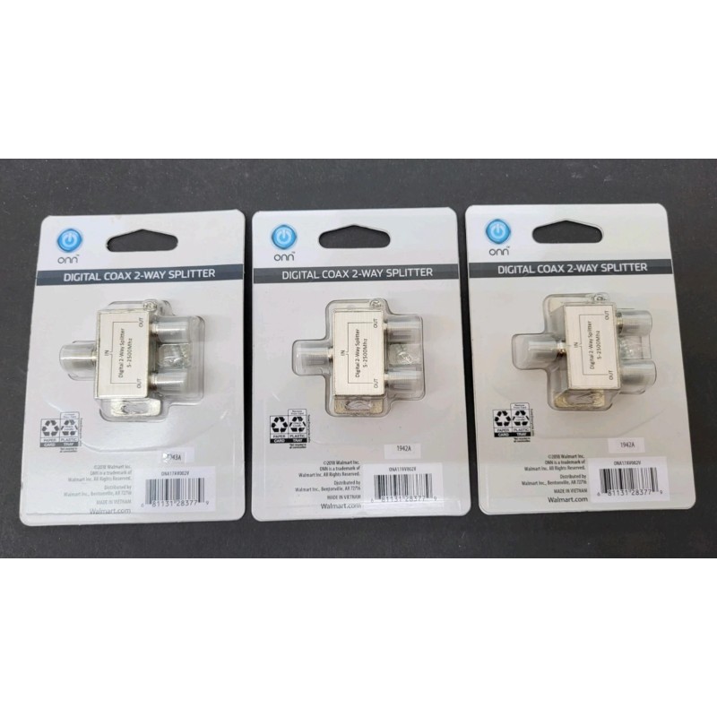 Onn Digital Coax 2-way splitter New lot of 3