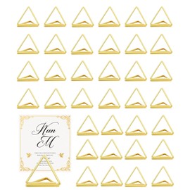36 Pcs Triangle Table Number Holders - Rust-Resistant Metal Place Card Stands for Weddings, Office & Home Decor(Gold)