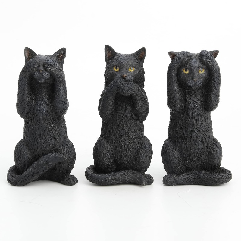 Veronese Design 4 Inch Black Kittens Hear Speak See No