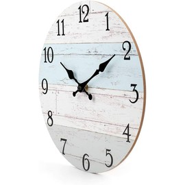 jomparis Wall Clock Silent Non-Ticking Battery Operated Vintage Rustic Country Tuscan Style Wooden Wall Clock Decor for Home Bathroom Kitchen (Small 8 Inch,Blue)