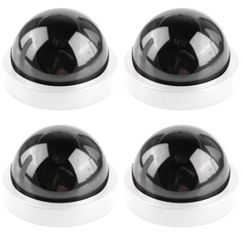 GOMETY 4 Stück Dummy Kamera mit Rot Blinkender LED, Täuschend echte Fake Security Camera, Attrappe Kamera CCTV Dummy Überwachungskamera, Fake Dome Camera für Zuhause und Büro Überwachung (Weiß)