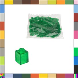 200 Clamping Blocks Briks Building Blocks 1 x 1 Nubs Compatible Free Choice 34 Colours (Green - Transparent / 708)