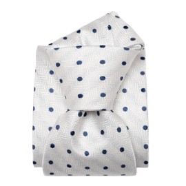 Elizabetta Standard Men's Jacquard Italian 100% Silk Ties - Handmade Woven Neckties - Polka Dots White