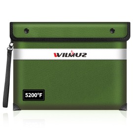 Upgraded 5200°F Heat Insulated Fireproof Money Bag with 8 layers of Protective Material,13.9”x10.6” Fire Proof Bag for Documents with Zipper,Fireproof Pouch for Cash,Jewelry(Green)