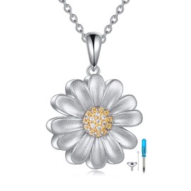 CRMAD Daisy Urn Necklace for Ashes Sterling Silver Cremation Necklace Jewelry for Loved Ones Women Pet Memorial Keepsake (urn)