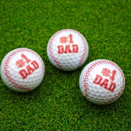 Unbranded #1 Dad Baseball Theme - Father's Day Golf Balls - 3 Pack - Gift Ideas for Dad