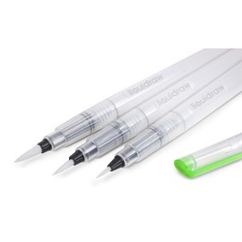 Liquidraw Watercolour Brush Pens Set of 3 Refillable Long Tank Ink and Water Brush Pens For Paints, Artists, Painting, Calligraphy & Lettering