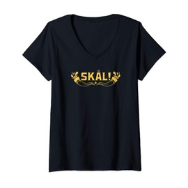 Womens skal viking cheers skol pagan culture and viking lifestyle V-Neck T-Shirt