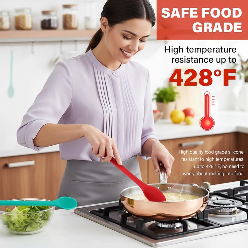 2pcs Extra Long Silicone Mixing Spoon,12 Inch Nonstick Heat Resistant