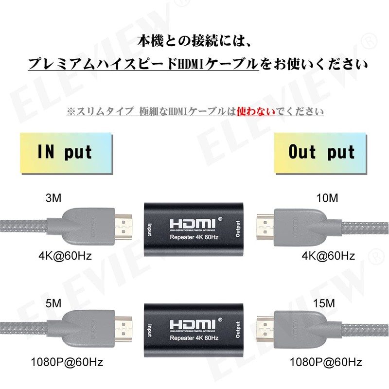 ELEVIEW HDMI 2.0 Repeater HDMI Extension Relay Connector 18Gbps 4K@60Hz/20m