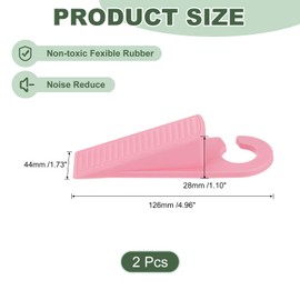 uxcell 2 Pcs Door Stoppers for Bottom of Door, 28mm/1.10 Inch Door Stops, TPR Rubber Door Stopper Wedge Anti Slip, Window Stopper Door Stackable, Pink