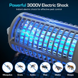 Anysun Elektrischer Insektenvernichter 3000V, Mückenlampe Camping mit LED-Licht, Wasserdichte Fliegenfalle für Drinnen und Draußen, Zuhause, Terrasse, Garten, Hinterhof