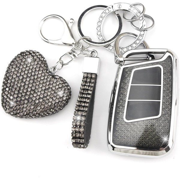 YIKECASE Key Fob Cover with Diamond Keychain Car Key Holder